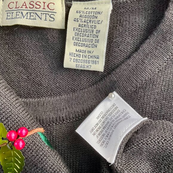 Classic Elements Sweater Cardigan Holiday Christmas Cardinal Black Red Multi (M) - Picture 6 of 7